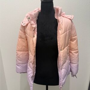 Kids Pink and Peach Ombre Puffer Jacket